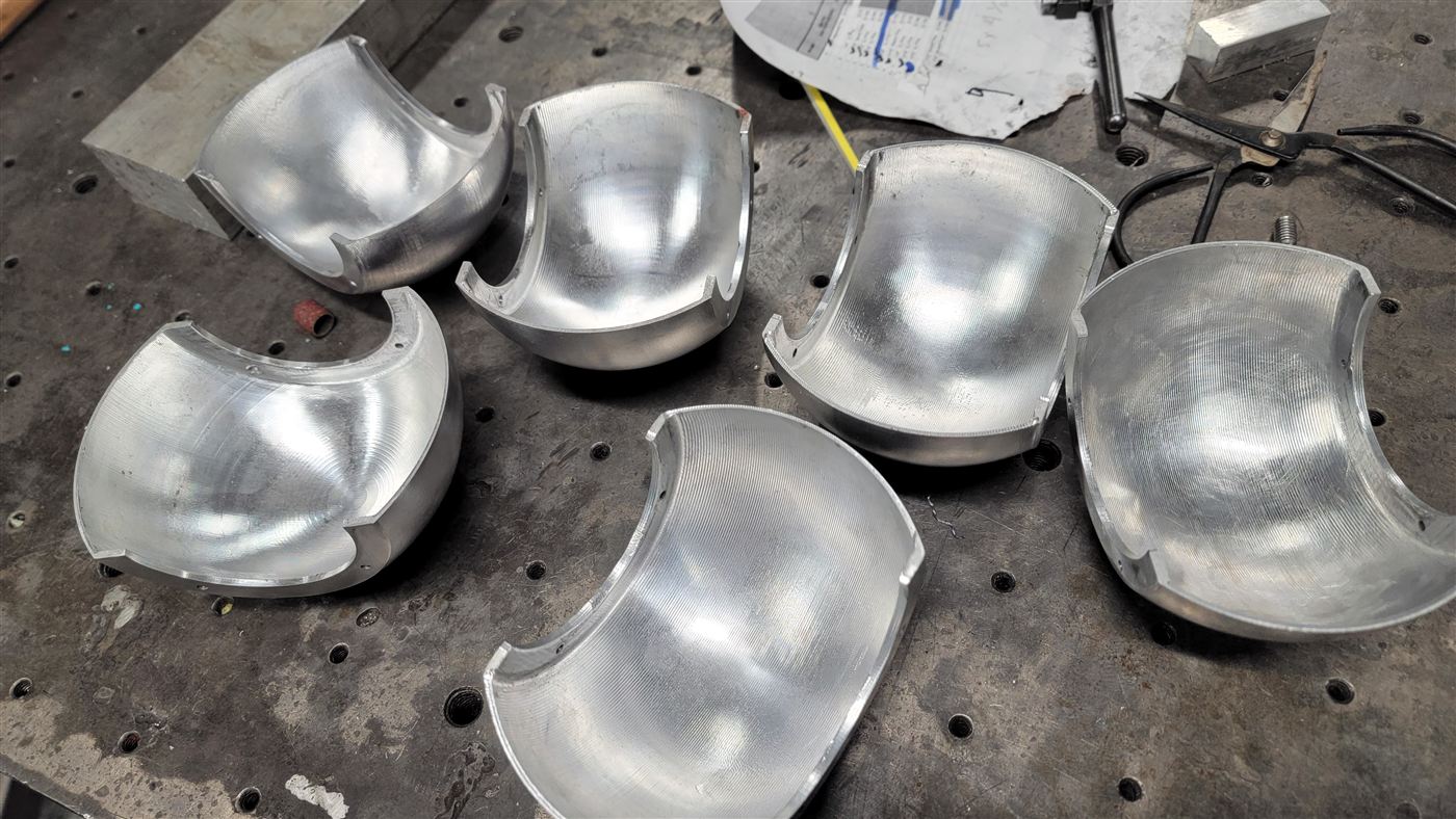 Machined aluminum dome shells